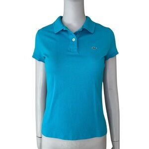 LACOSTE Pique Polo Shirt Stretch Cotton Turquoise Teal Blue Style# F811 Size 36